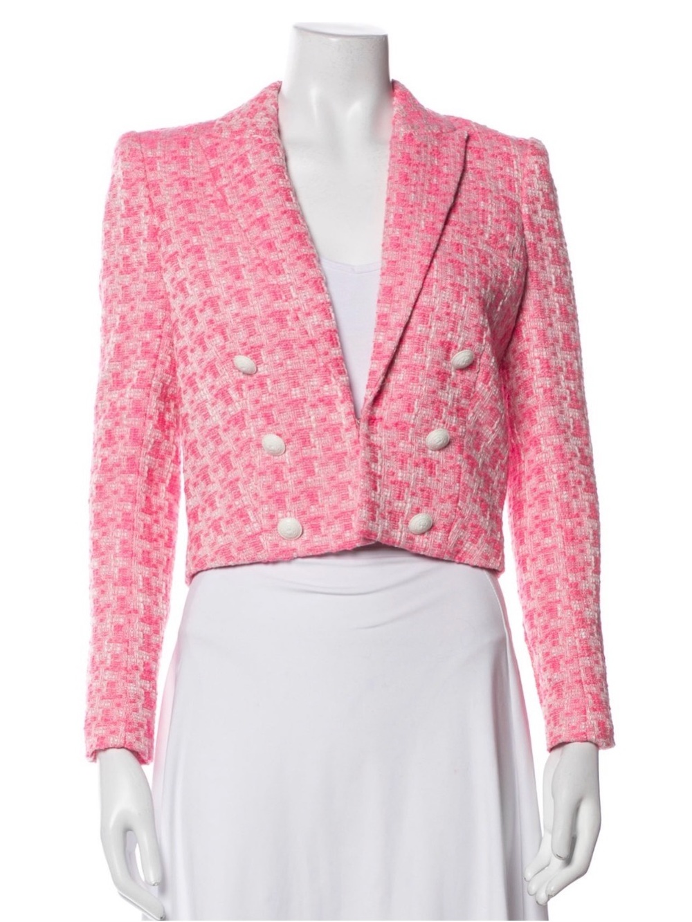 L'AGENCE Matching Set- Pink Tweed Blazer (NWT- Size 2) + Shorts (NWOT- Size 2) - Picture 4 of 16